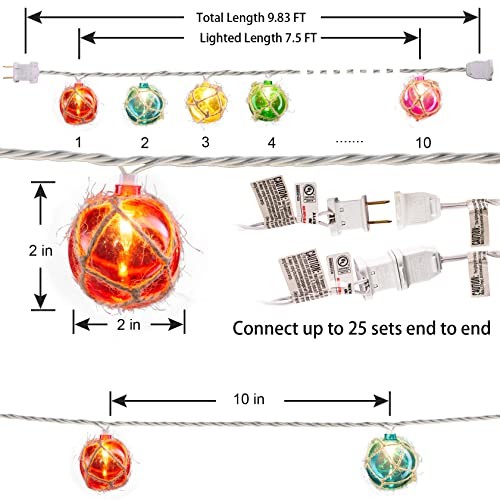 Nautical Fishing Float String Lights, Beach Themed Buoy Lights Set Multicolor