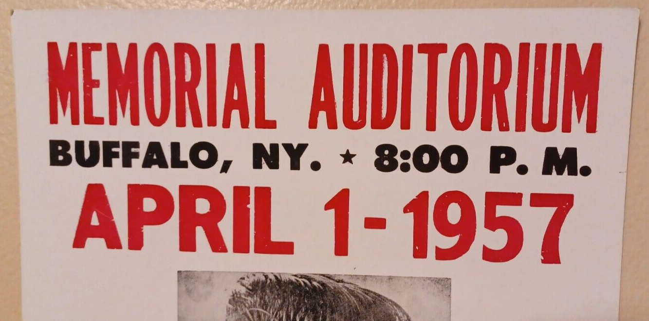 Rare ELVIS PRESLEY Memorial Auditorium Buffalo NY April 1 ,1957 Concert Poster