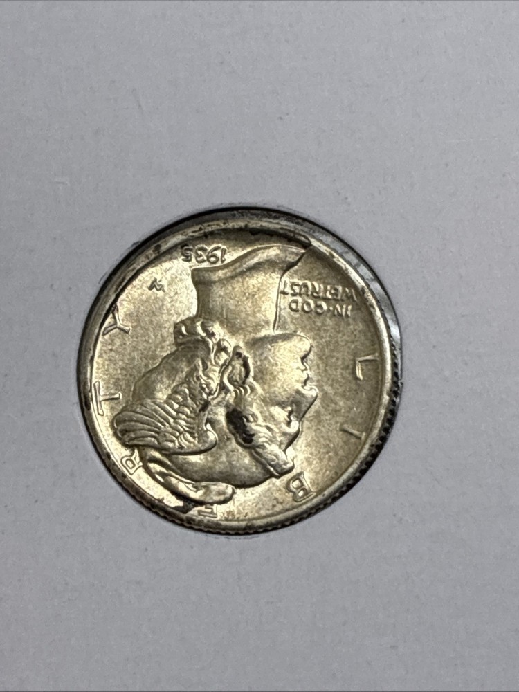 1935 Mercury Dime Stuck Through Errors, “5” 1935, Double Die Reverse 💎