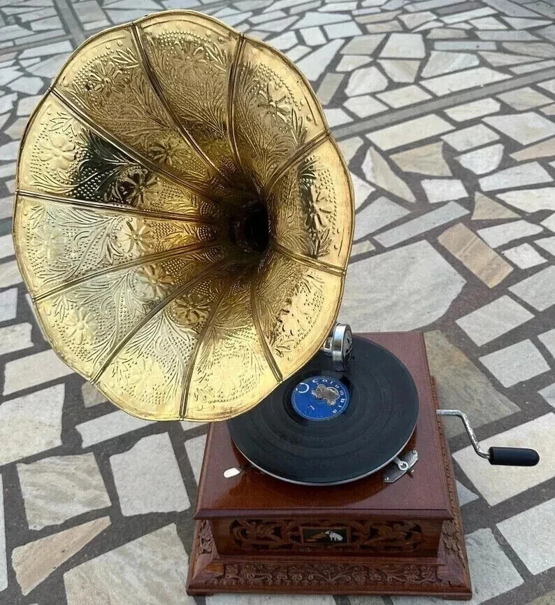 Antique Gramophone, Fully Functional Working Phonograph, win-up record player