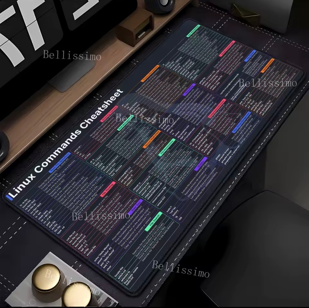 Linux Commands Line Mouse Pad Large Cheat Sheet Desk Keyboard Mat Shortcuts
