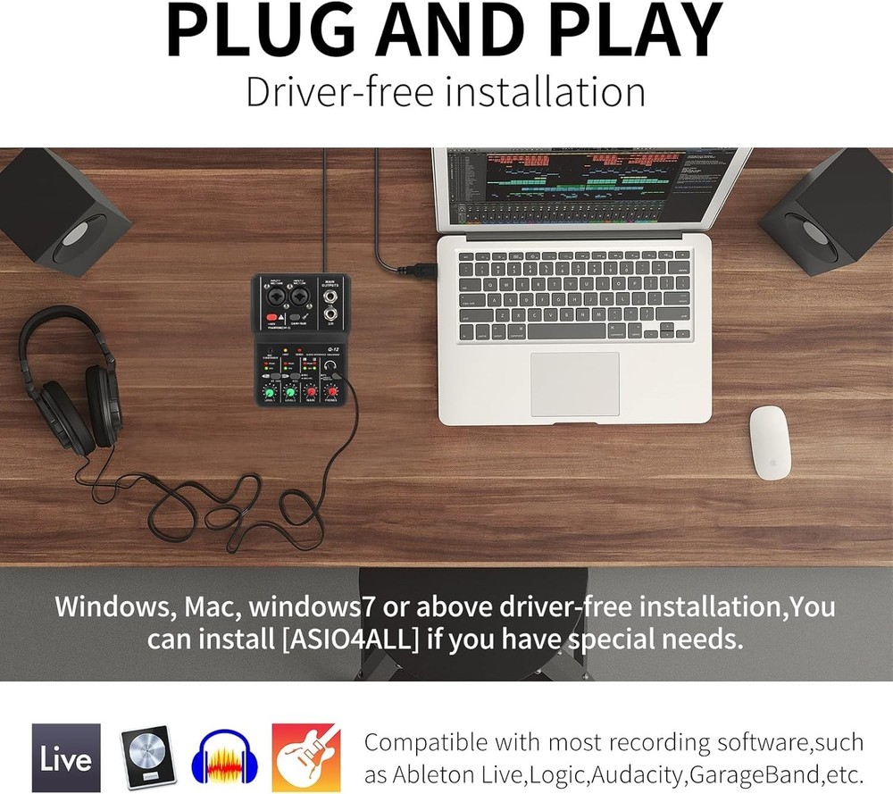 USB Recording Interface with Microphone Jack