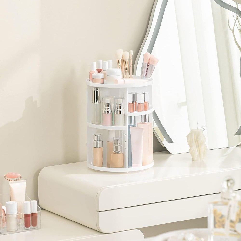 HBlife 360 Rotating Makeup Organizer Adjustable Carousel Large Large, White