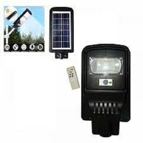 Street Light LED Headlight Solar Panel Twilight 30W Remote Control