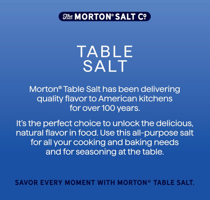 Morton Iodized Salt, All-Purpose, Ideal for Cooking & Table Use, (26 oz), 2-Pack
