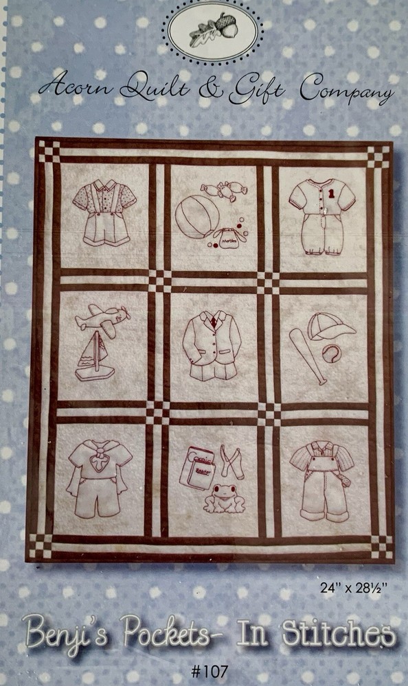 Boys Benji’s Pockets Embroidery Pattern Great For Redwork