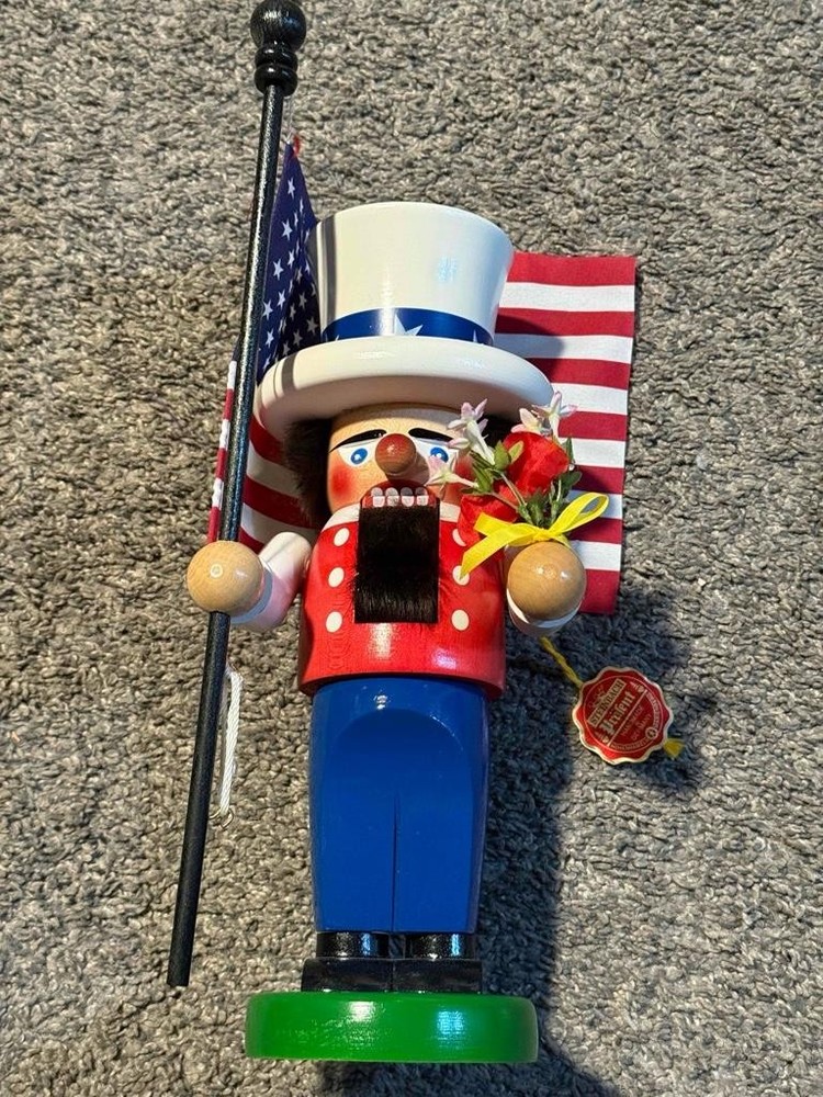Steinbach Uncle Sam Patriotic American Flag Nutcracker 12" Handmade Germany