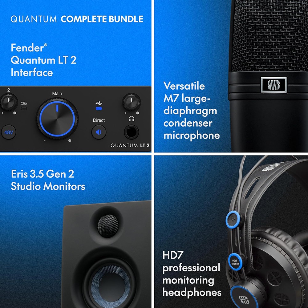 Fender Quantum LT 2 2x2 USB-C Audio Interface w/ Microphone/Headphones/Monitors