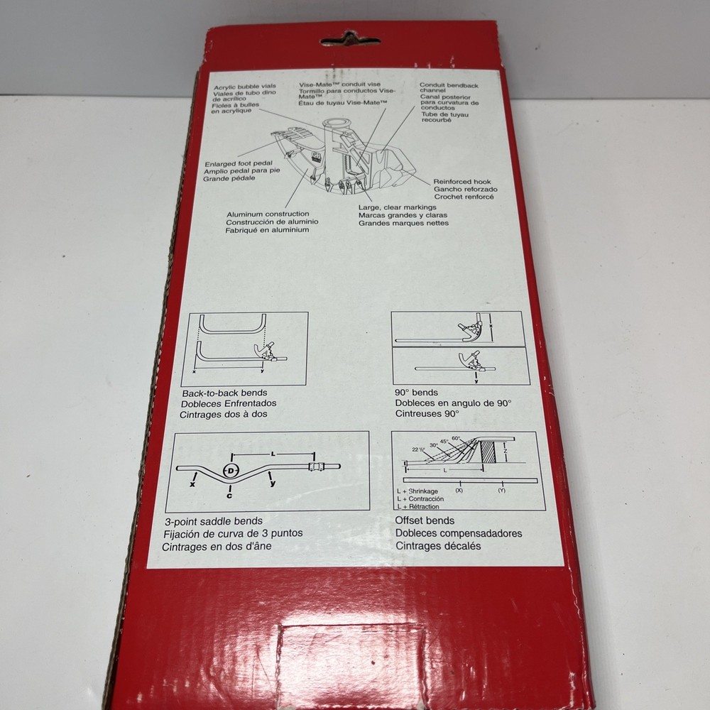 3/4'' THIN WALL & 1/2'' RIGID CONDUIT BENDER ALLOY