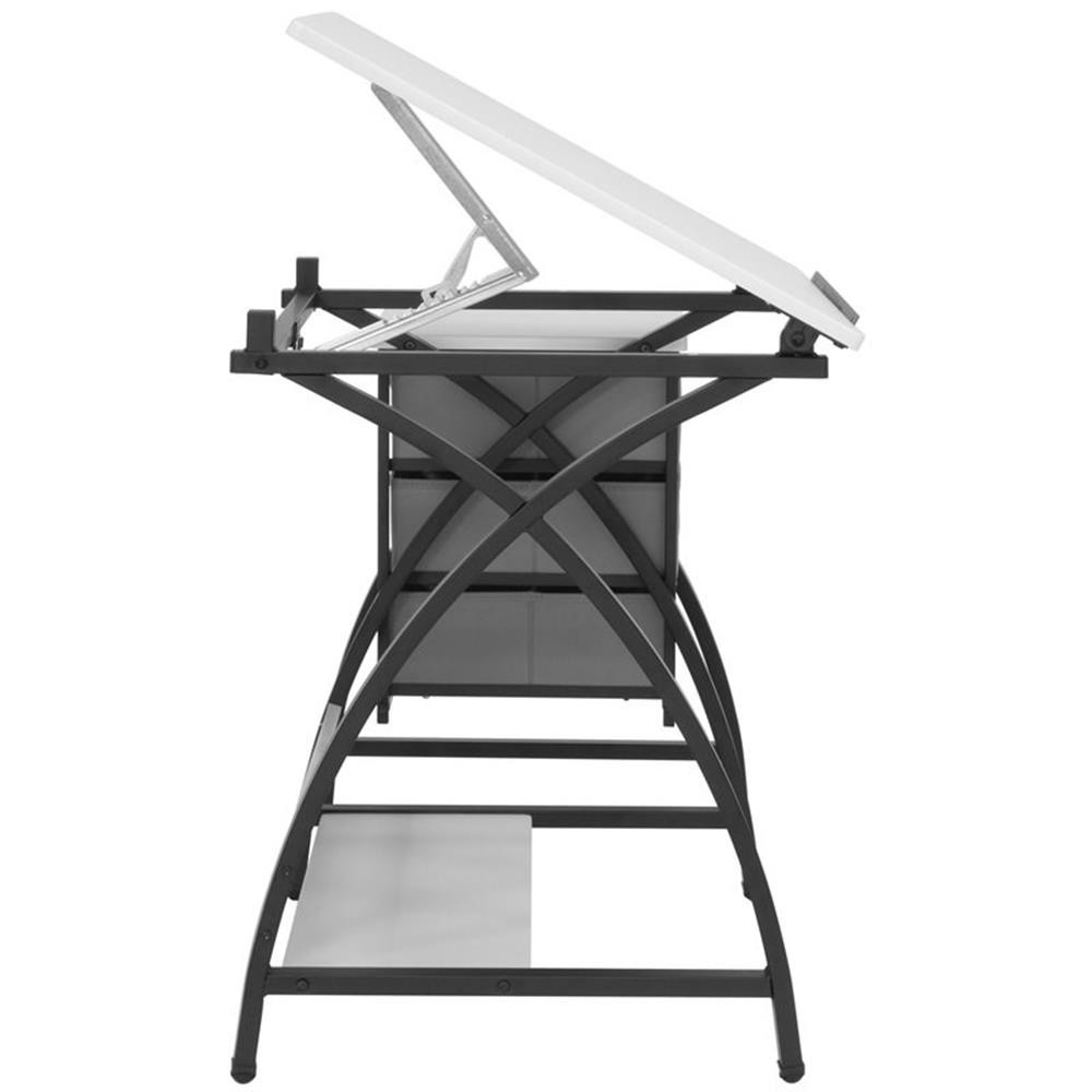 Studio Designs Comet Center Plus Drawing Table with Stool in Black and White