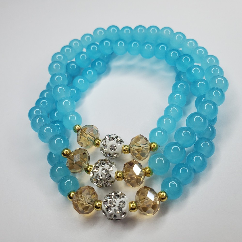 Hand crafted artisan unique gemstone bracelet - 3 layer
