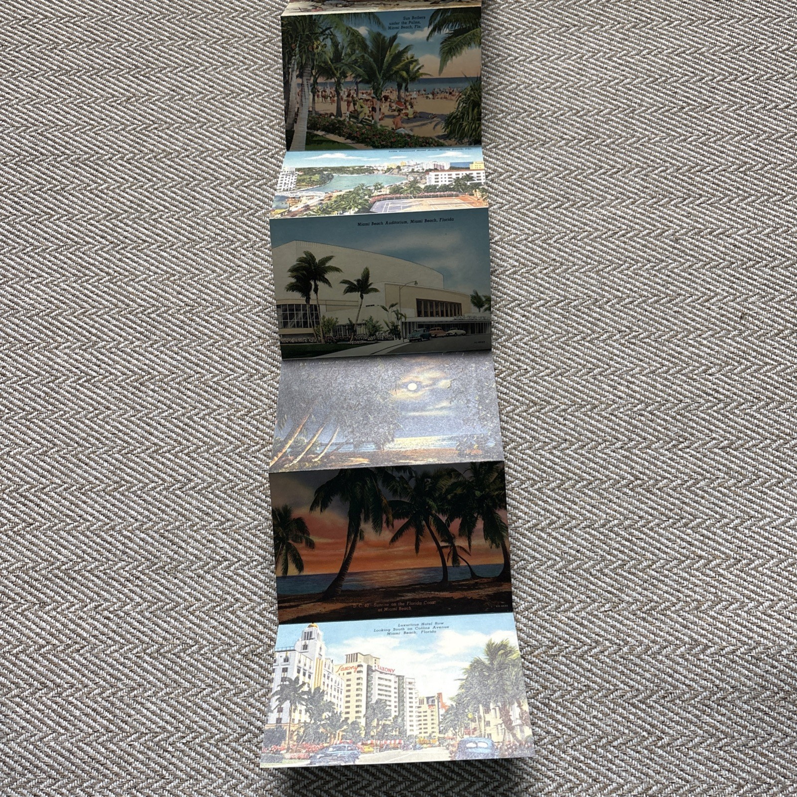 Vintage Greetings From Miami Beach Florida Souvenir Photo Folder Booklet Posted
