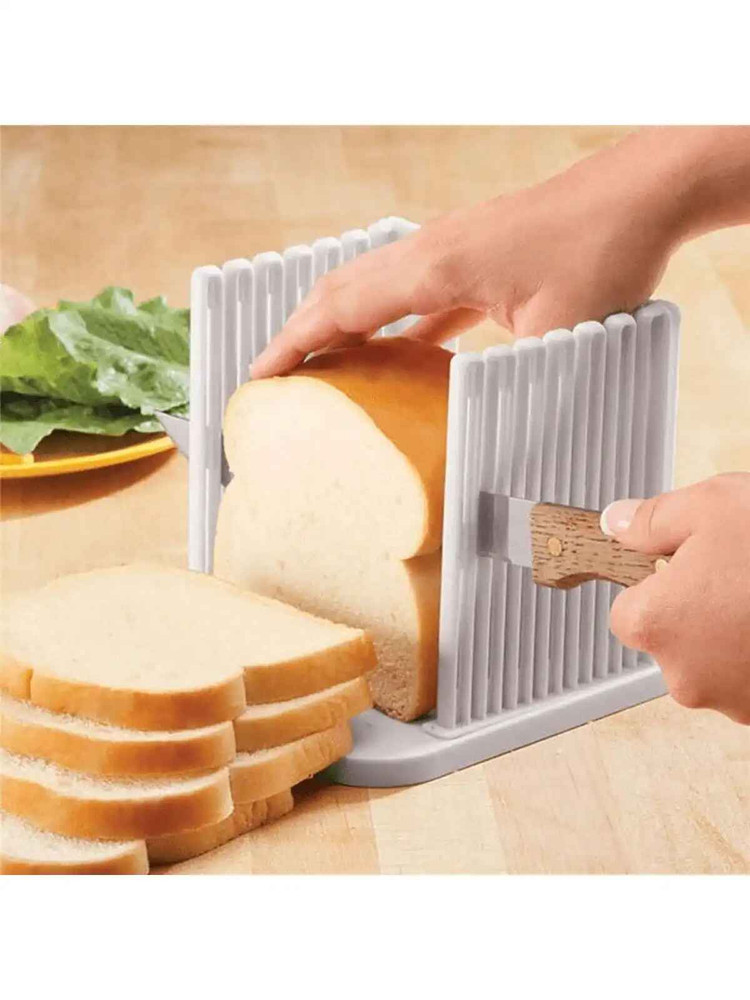 Adjustable Bread Slicer Guide Foldable Plastic Cutter Tool