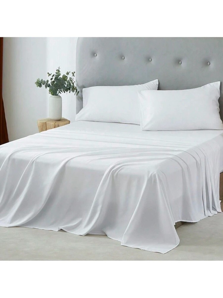 3/4 Piece Bed Sheet Soft Cooling Comfortable Breathable Bedding, White