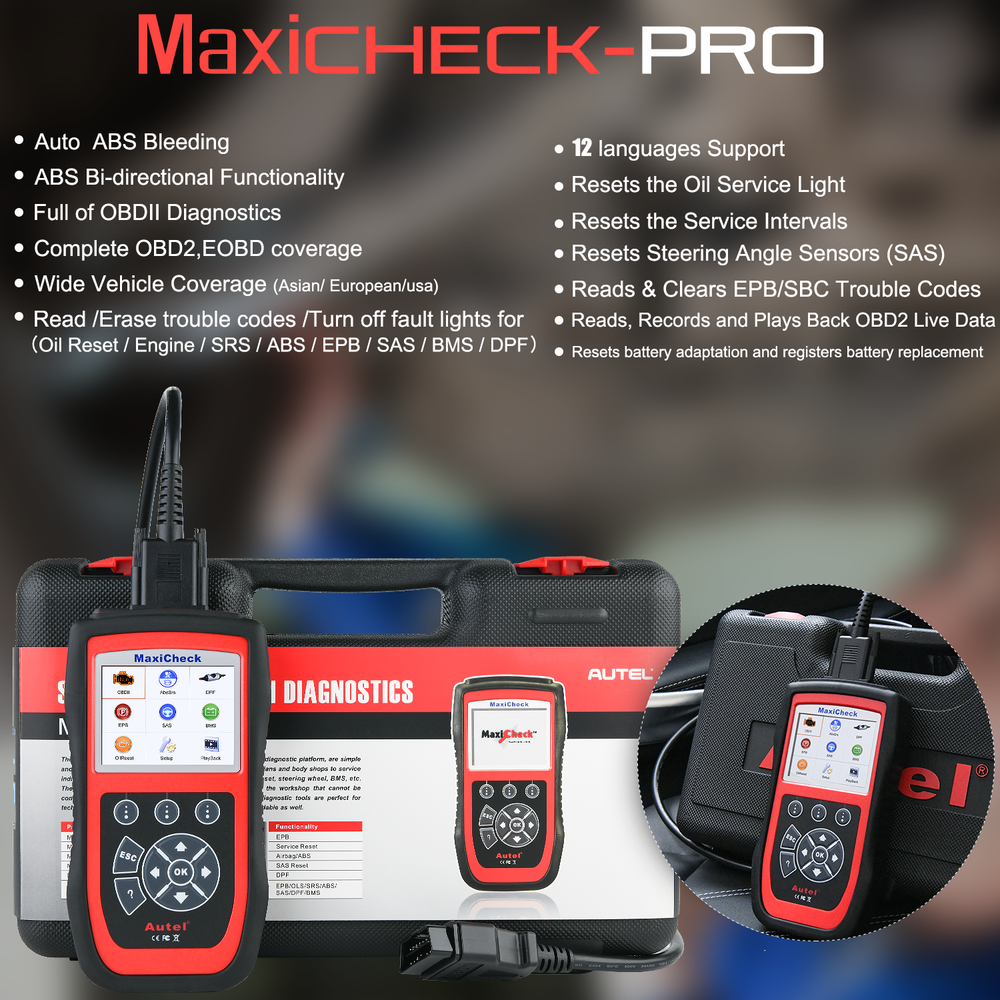 Autel MaxiCheck Pro ABS Brake Auto Bleeding OBD2 Scan Diagnostic Tool