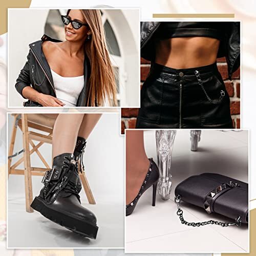 24 Pcs Purse Chain Strap D Ring Rivets Set Flat Purse Strap Extender Black