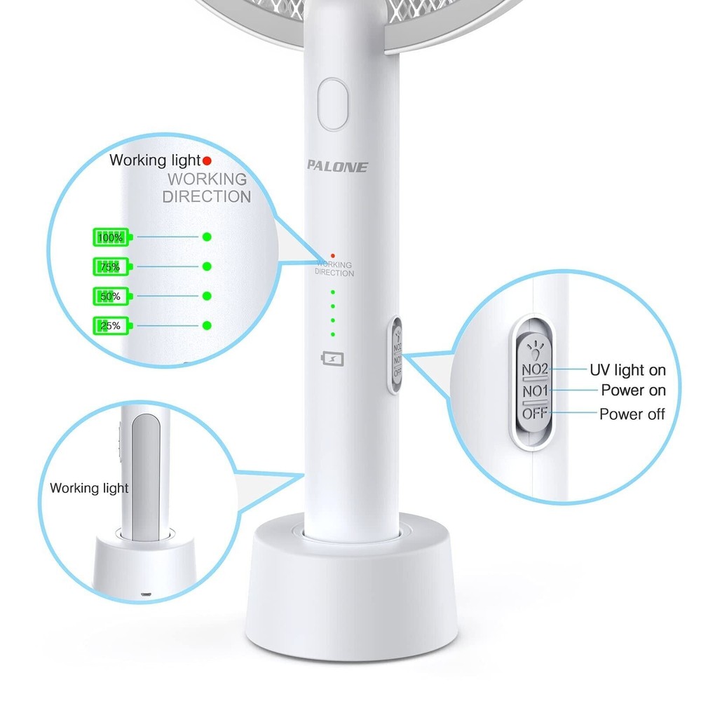 Handheld USB Rechargeable Mosquito Fly Swatter Zapper Killer Bug Insect Racket