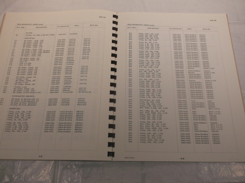 CUSHMAN 324 HIGH SENSITIVITY MIXER OWNER OPERATOR INSTRUCTION MAINTENANCE MANUAL