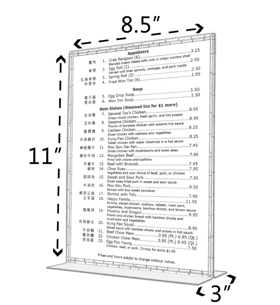 8.5" x 11" Sign Holders Ad Display Frame Counter Bottom Loading Clear Qty 50