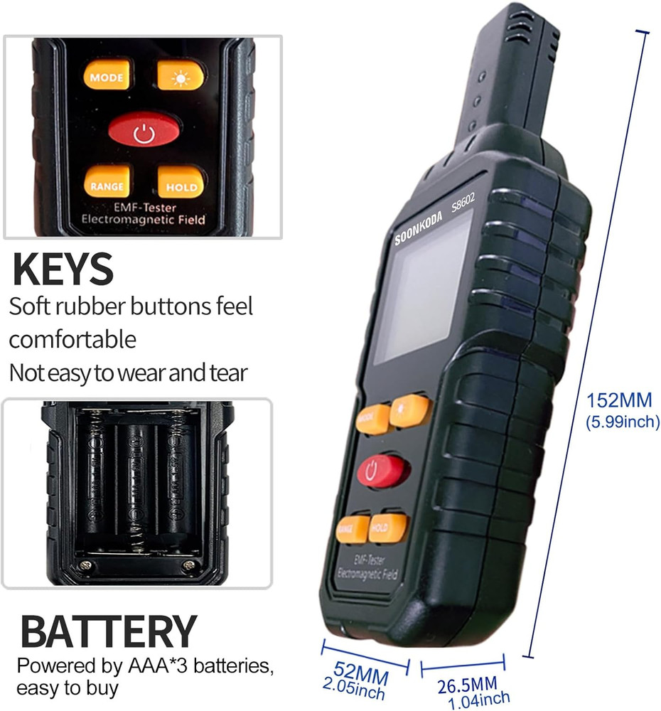 3 in 1 EMF Meter,Emf Reader,Electromagnetic Field Radiation Detector,Emf Tester