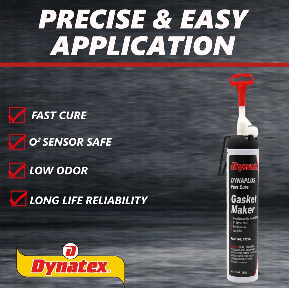 Dynatex DynaPlus Fast Cure Gasket Maker 6.75oz Sensor Safe & Low Odor (4-Pack)