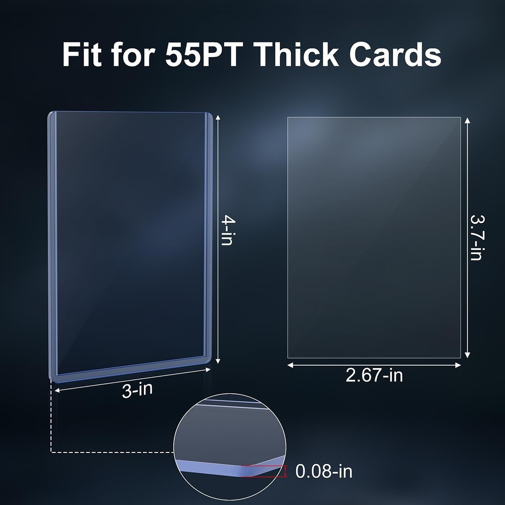 100 Count 55pt Card Sleeves Hard Plastic, Includes 100 Count 55pt Clear Soft ...