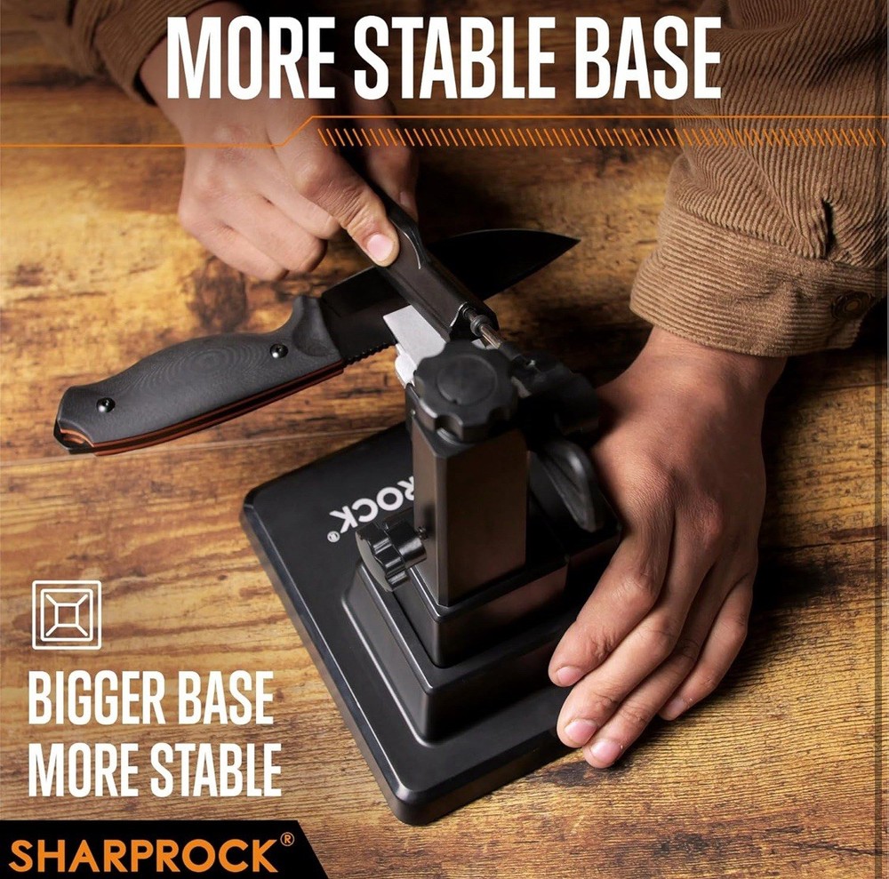 SHARPROCK Fix-Angle Knife Sharpener, Adjustable Angle, Magnetic Clamp, 7 Stones