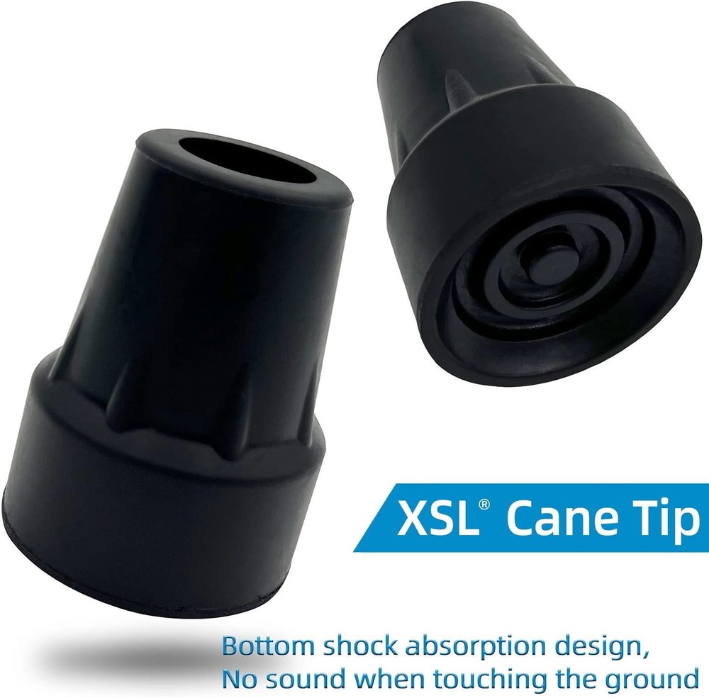 Replacement Cane Tips, 7/8 Inch, Black. (Pack of 2)