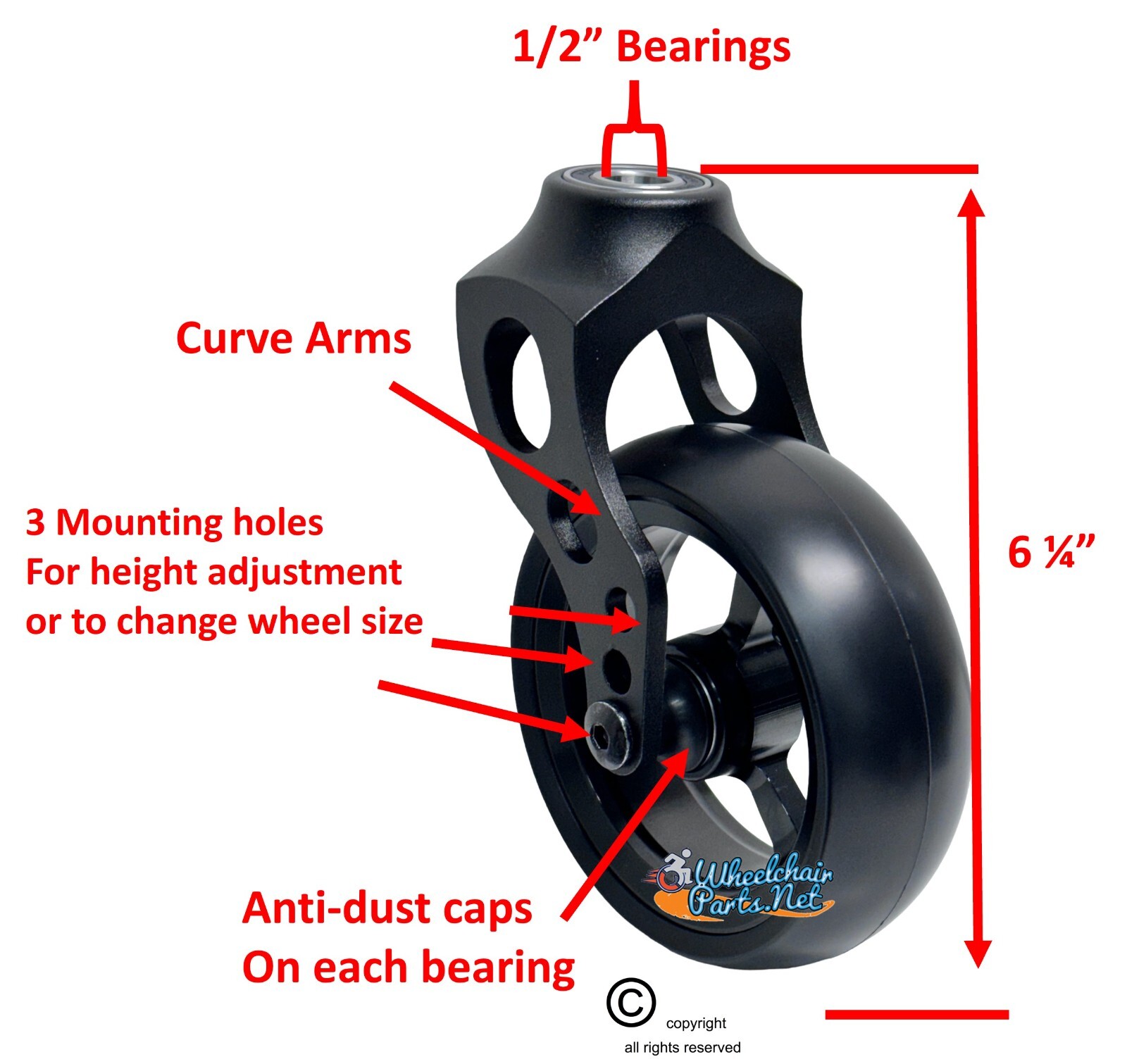5" x 1.40" Caster Fork Assemblies