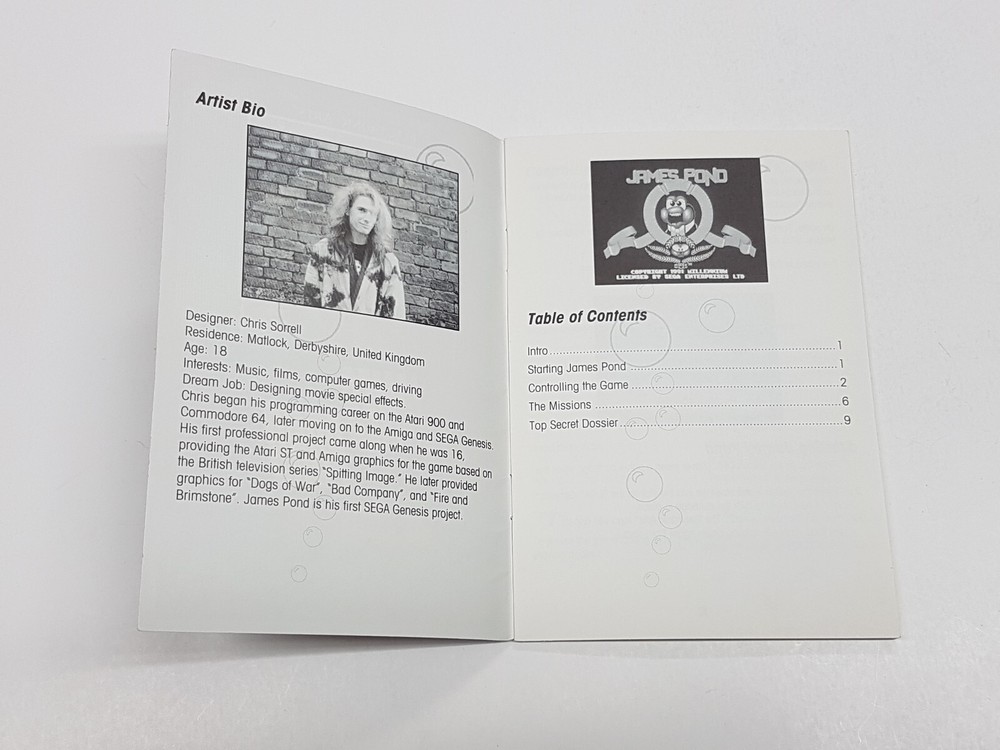 James Pond Authentic Sega Genesis Original Manual Only *
