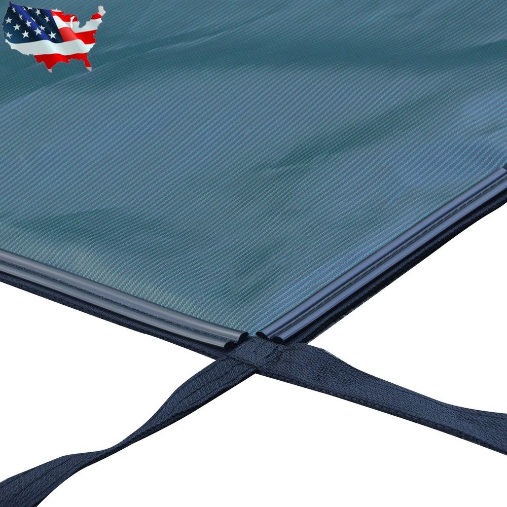 18x32FT Rectangular Inground Pool Safety Cover Solid Green Mesh for 16x30ft Pool
