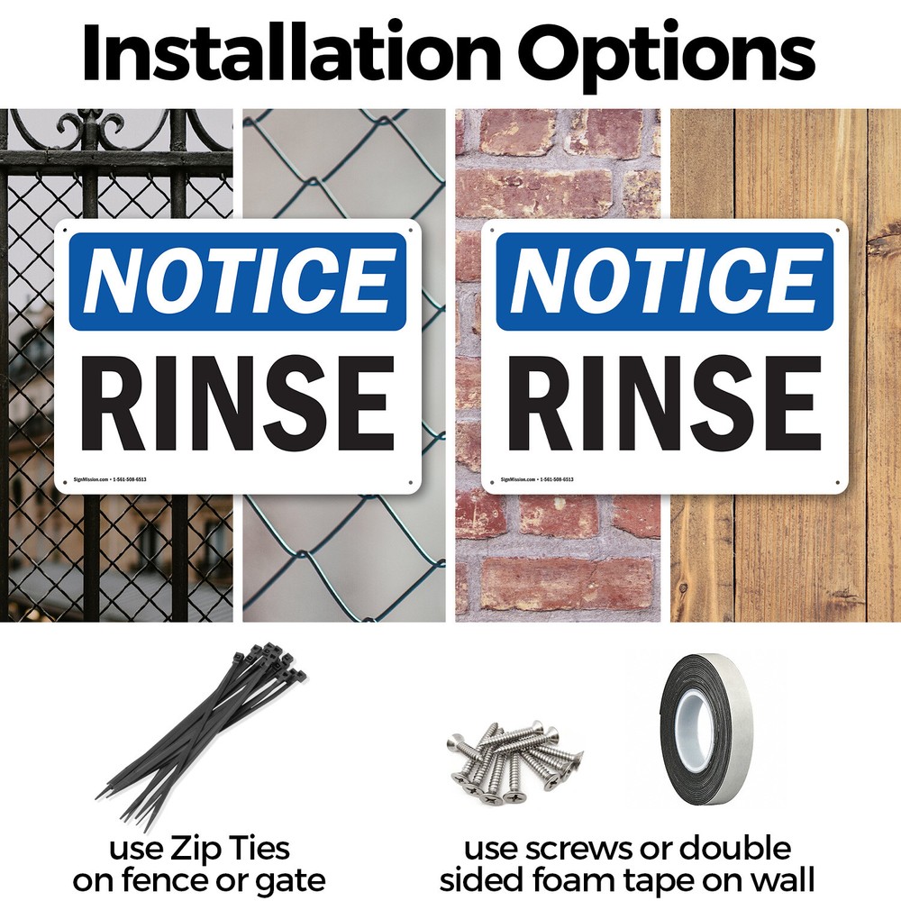 (2 Pack) Rinse OSHA Notice Sign Decal Metal Plastic