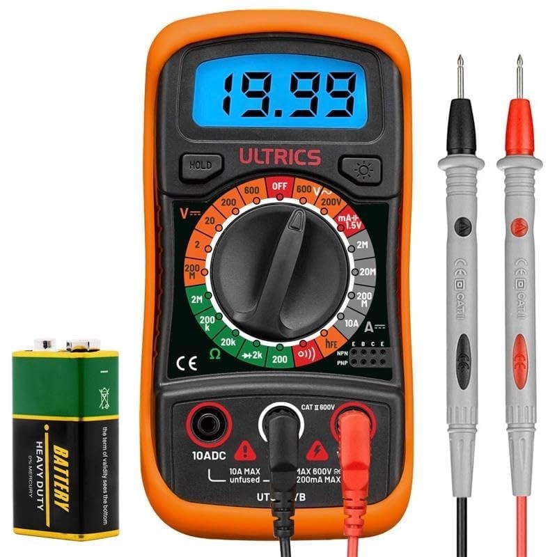 Multipurpose Digital Tester - Voltmeter, Ammeter, Ohmmeter with Safety Features