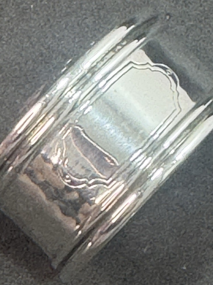 Oval Hammered Napkin Ring Sterling Silver No Monogram