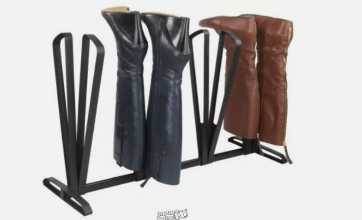 Home Basics Adjustable 4 Pair Plastic Boot Rack Organizer, Black