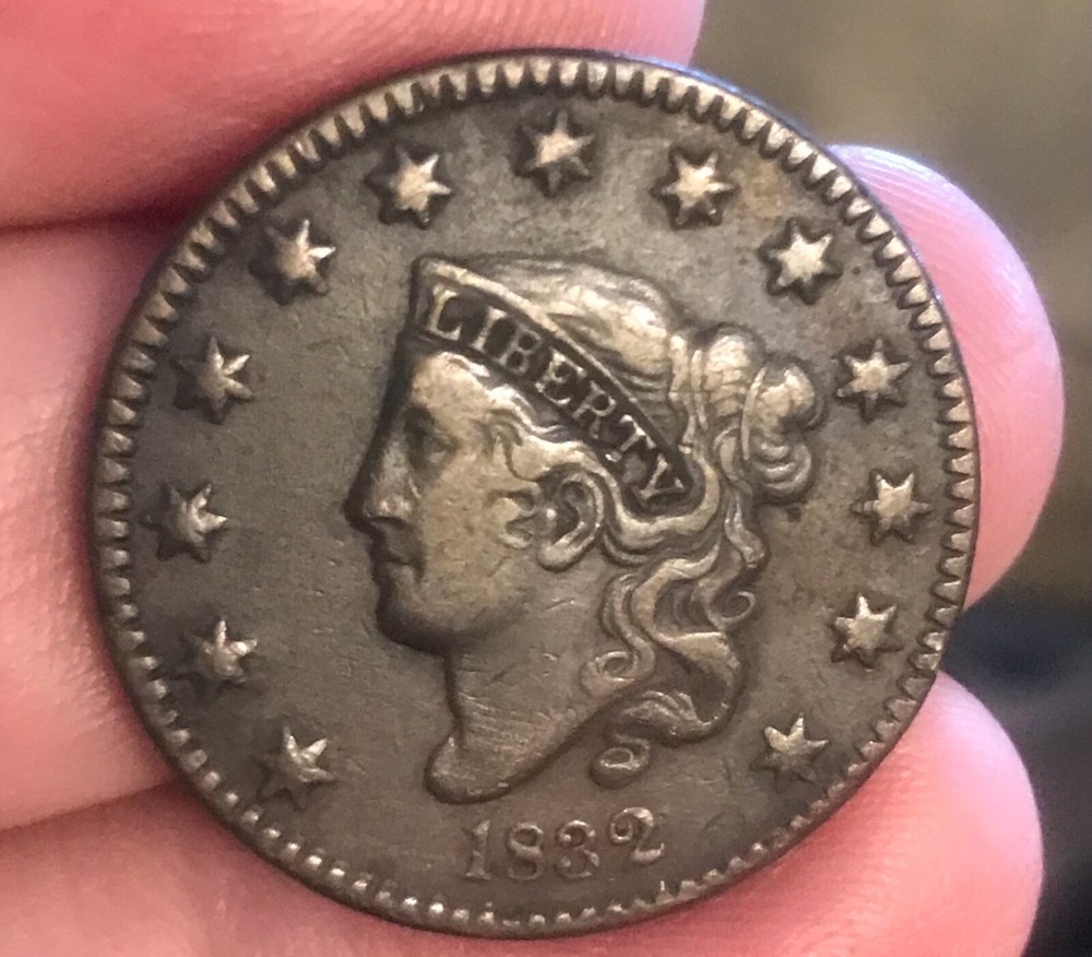 1832 Coronet Head Large Cent ,XF