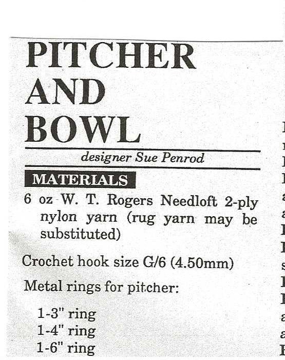 Pitcher & Bowl set (#348-24) vintage crochet pattern