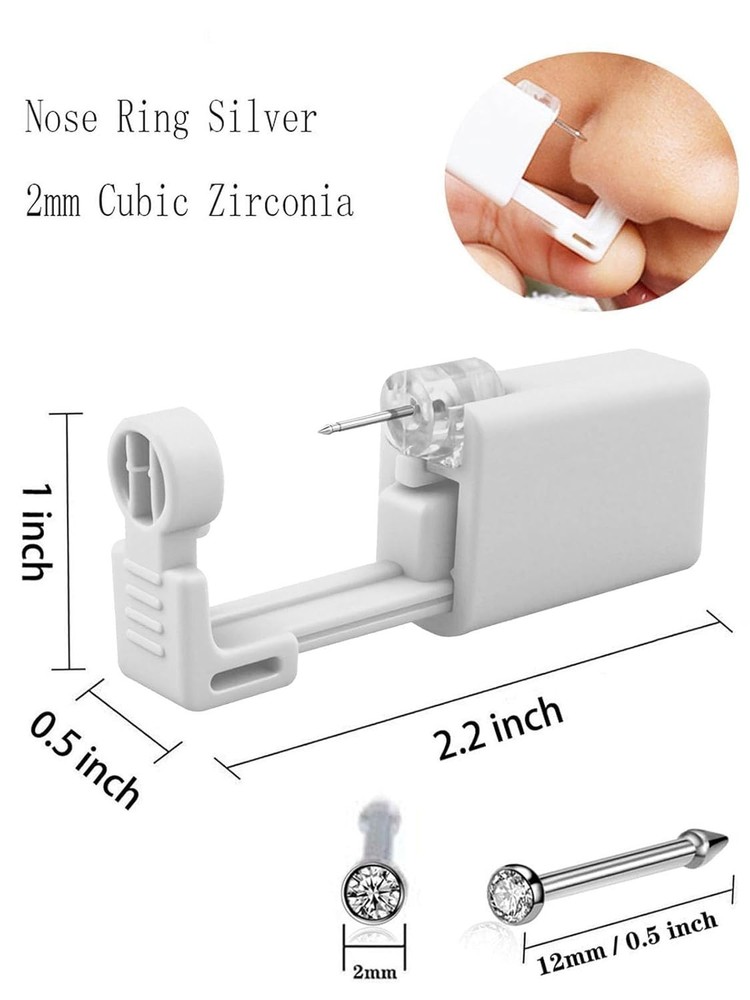 At-Home Nose Piercing Kit with Comfortable Built-In Stud - White Elegance