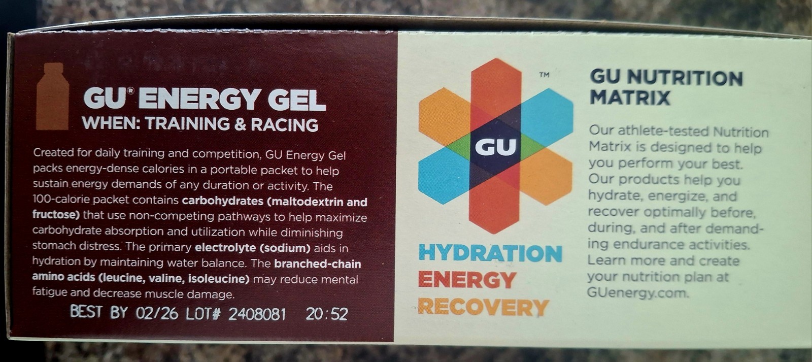 Chocolate Outrage Caffeinated GU Energy Gels 24 Count Box