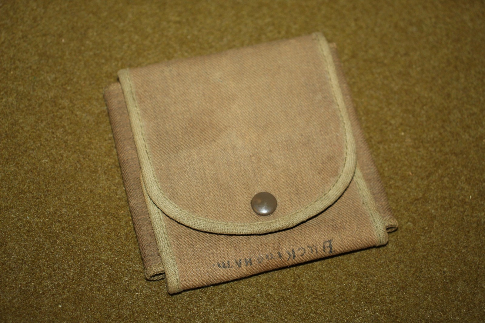 Original WW2 U.S. Army GI's Named OD Canvas Shaving Kit Storage Pouch, Empty