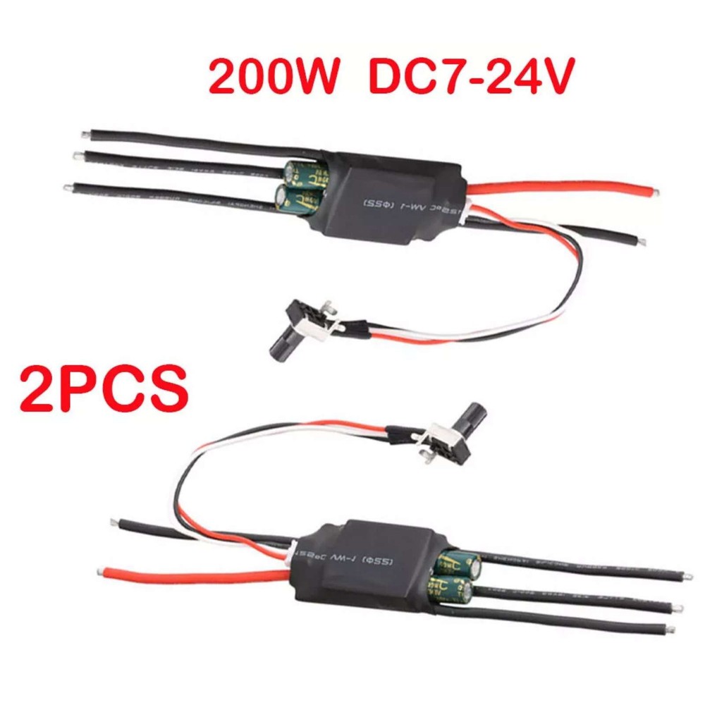 DC 200W 7-24V 2pcs 3-phase Brushless Motor Driver BLDC ESC Speed Controller