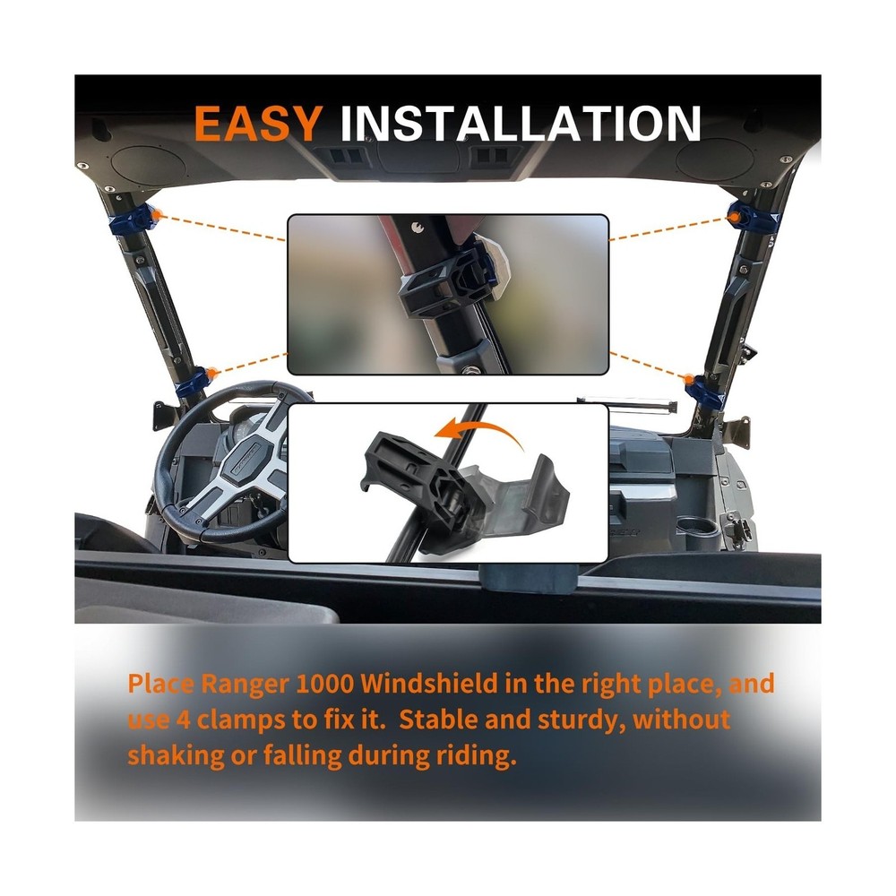 Clear Front Windshield Heavy Duty Scratch Resistant Full Windshield Compatibl...