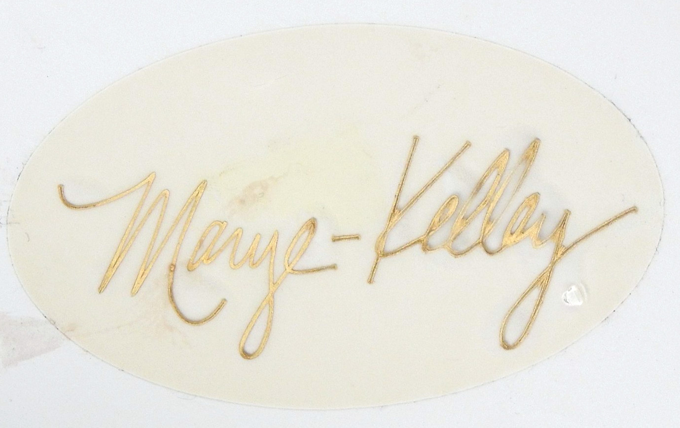 MARYE-KELLEY Decoupage Antique Gold Damask Scalloped 12"H Wastepaper Basket