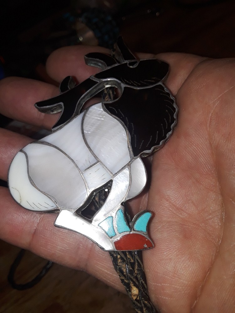 Sterling Silver bolo Big elk Zuni.