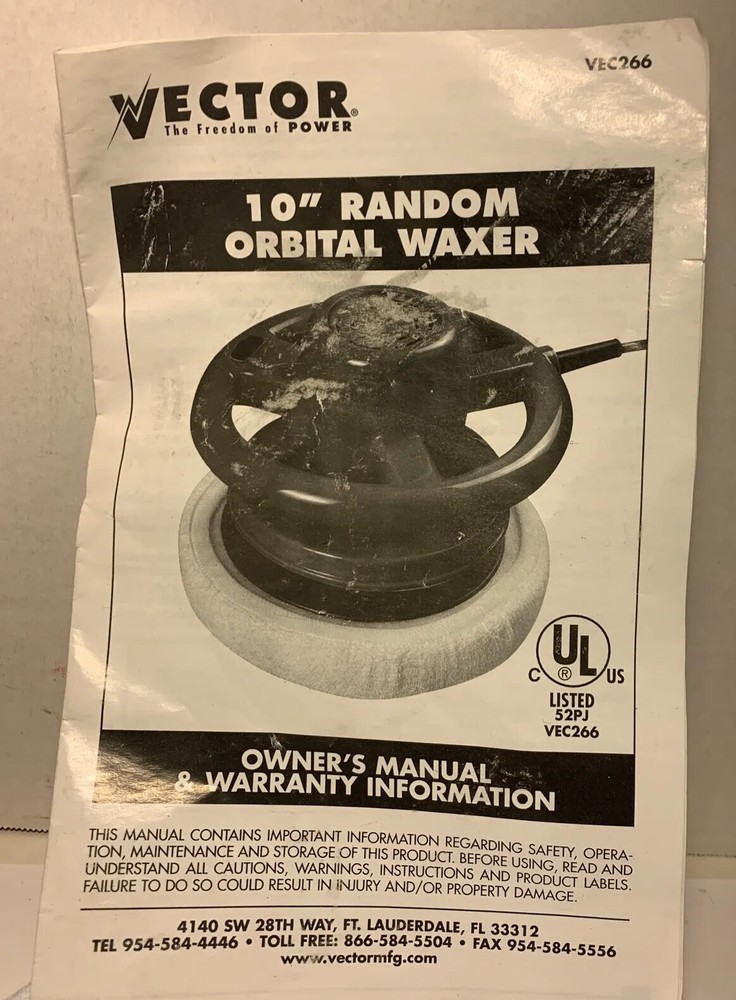 VECTOR 10"RANDOM ORBITAL WAXER/POLISHER MODEL VEC266