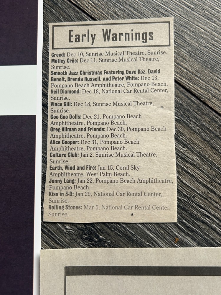 KISS Concert Ad Sign Photos Psycho Circus Tour Sunrise FL 1999 Lot Vintage Kiss