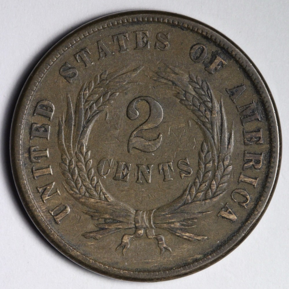 1864 Two Cent Piece AU E201 RKNM