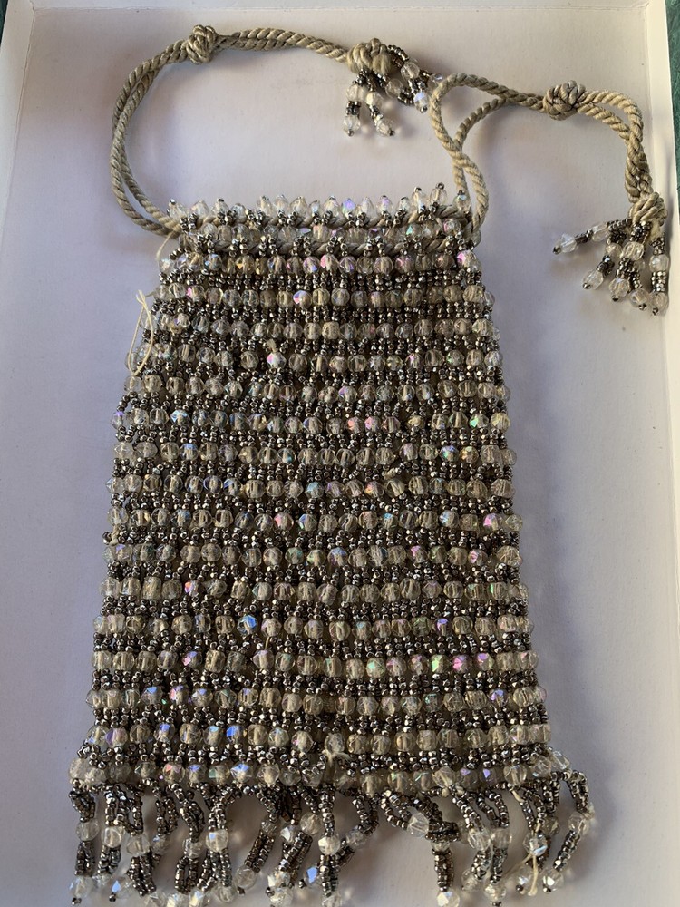Vintage GORGEOUS BEADED PURSE W/ Pull-String Closure