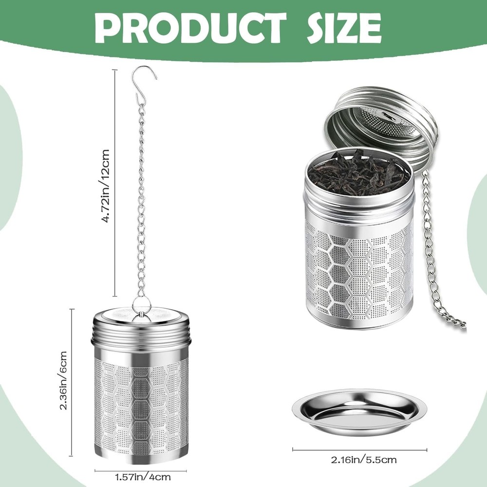 2 Pack Tea Infuser for Loose Tea Extra Fine Mesh Tea Strainers with Drip Trays