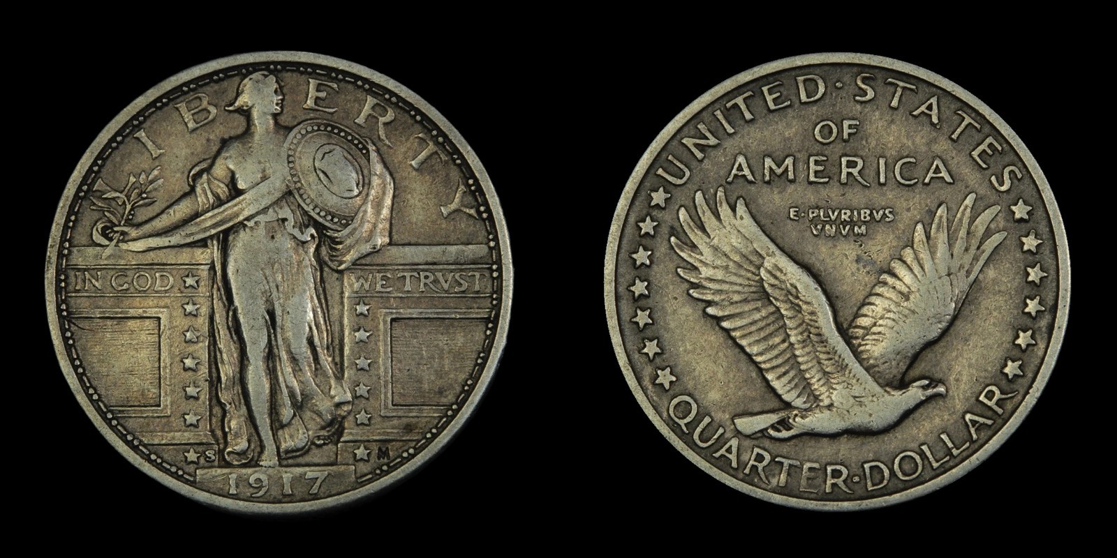 1917-S  Type 1 Standing Liberty Quarter San Francisco US Mint American Coin-Fine